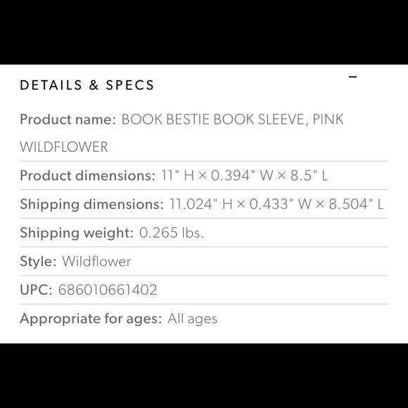 2/$40 or $20/each BOOK BESTIE BOOK SLEEVE, PINK WILDFLOWER & Black - Picture 4 of 5